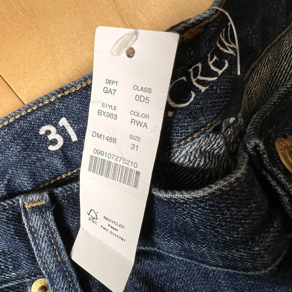J.Crew Womens Jeans 31 Wide Leg  Low Rise Denim 100% Cotton Regina Wash NWT